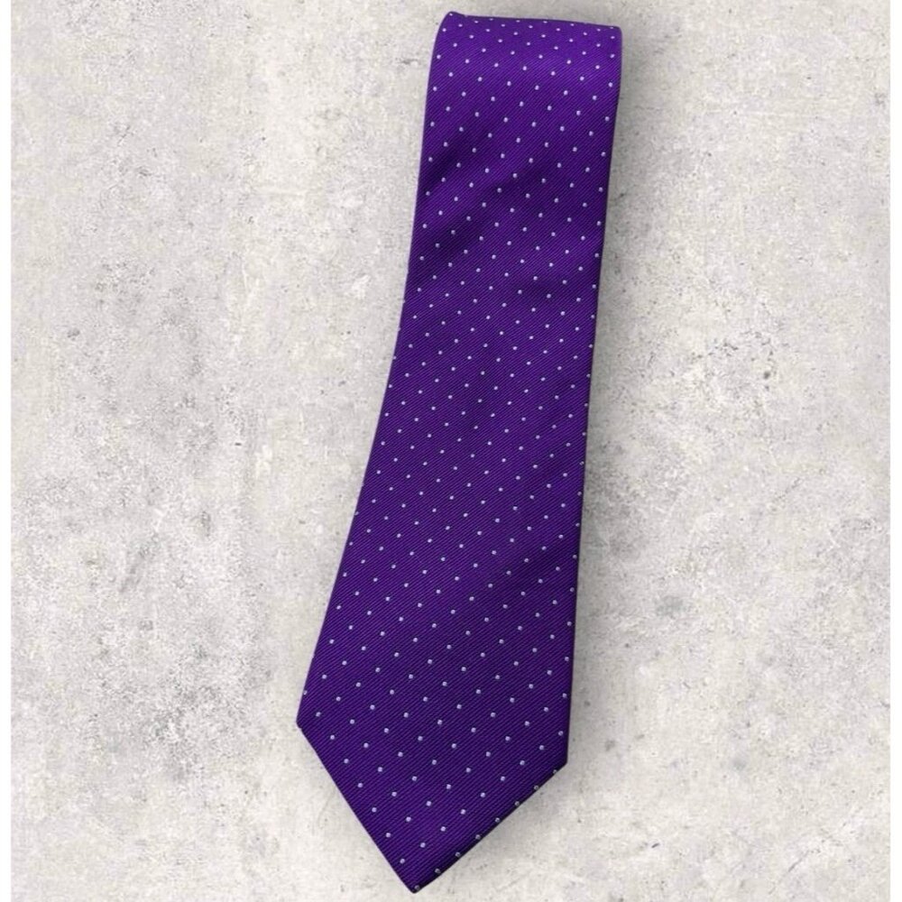 PAUL STUART Silk Tie USA  Purple Geometric W:3.6" EUC